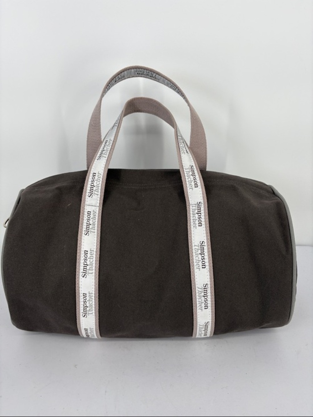 Brown Canvas Duffel Bag with Branded Webbing
